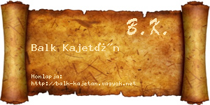 Balk Kajetán névjegykártya